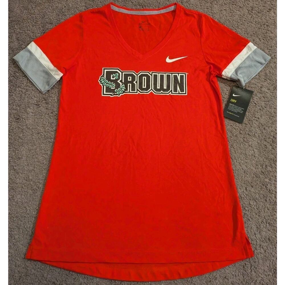 Nike Brown University Bears Ivy League Red V-Neck T-Shirt Women's M